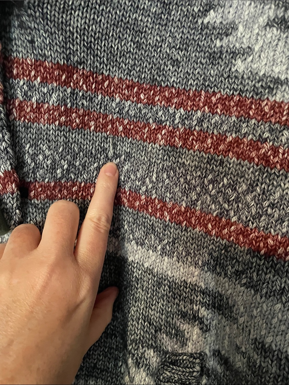 Faherty Gray & Rust Geometric Shawl-Collar Cardigan - Picture 7 of 7